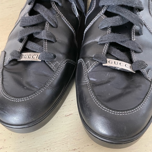 GUCCI Strap Quilted Suede & Leather High Top Sneakers Black Size 11 US 12 $860 - Picture 3 of 10